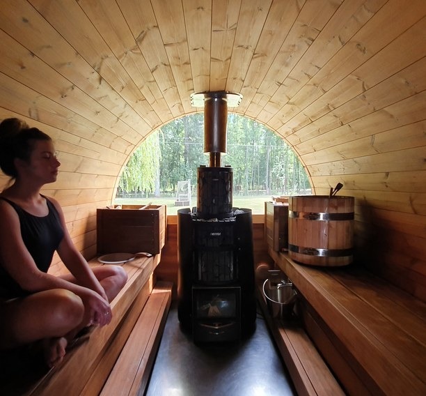 Sauna chauffé au poêle à bois